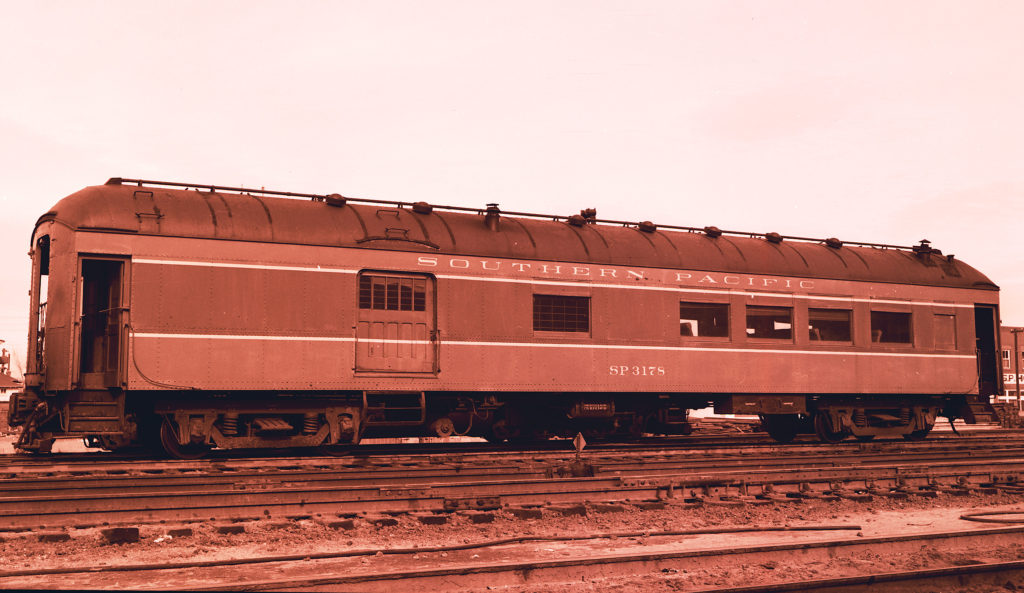 The 'Polly,' the passenger car on the coal trains in and out of Dawson, New Mexico, for nearly half a century, made her last trip for the Southern Pacific on Oct. 31, 1962. This car represents one of the later versions of the "Polly." (Photo courtesy of Henry E. Bender Jr. of San Jose, California)