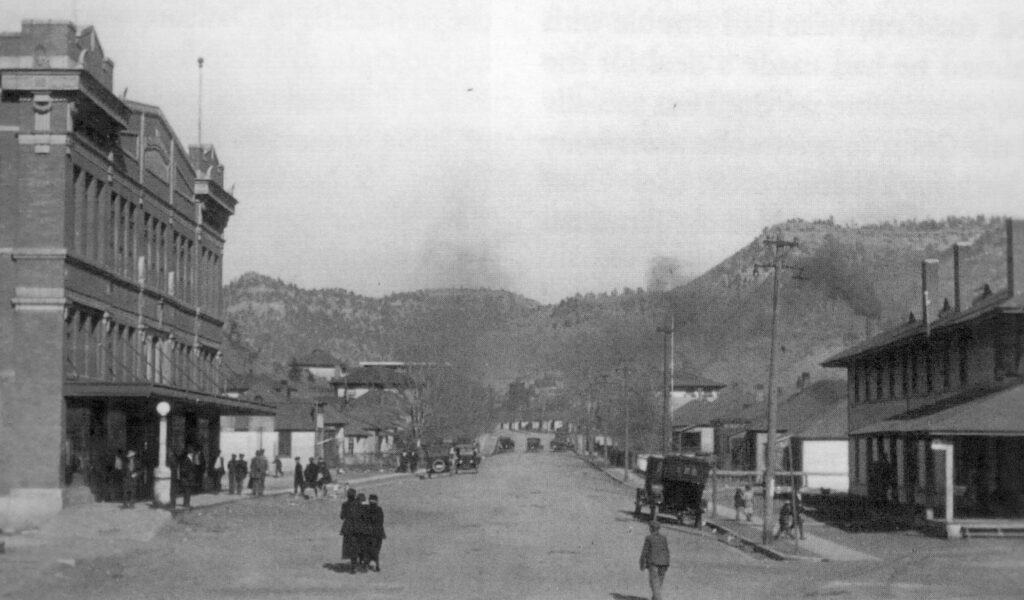 Dawson Main Street as it appeared around 1916. (Courtesy of Dawson New Mexico Association)